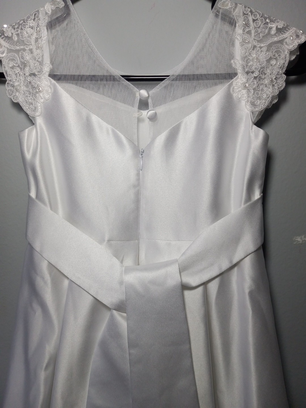 Bonnie Jean Wedding Flower Girl Or Communion White Satin Girls' Dress Size 7 - Picture 10 of 10